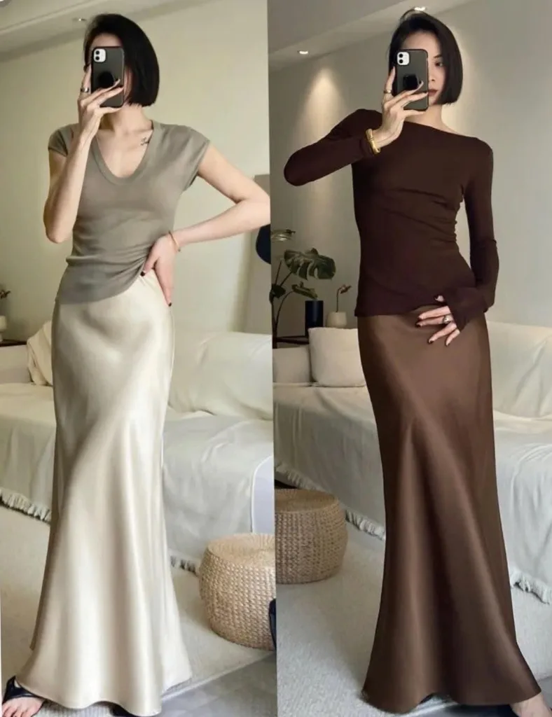 쑤저우 실크 머메이드 피쉬테일 맥시 스커트