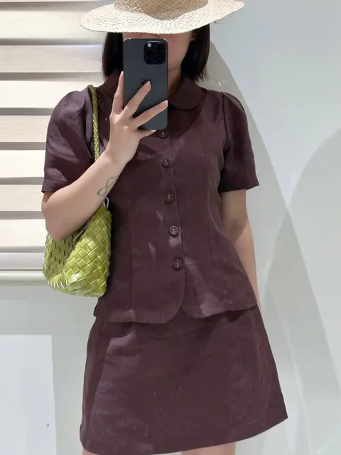 테일러드 린넨 투피스 스커트 셋업